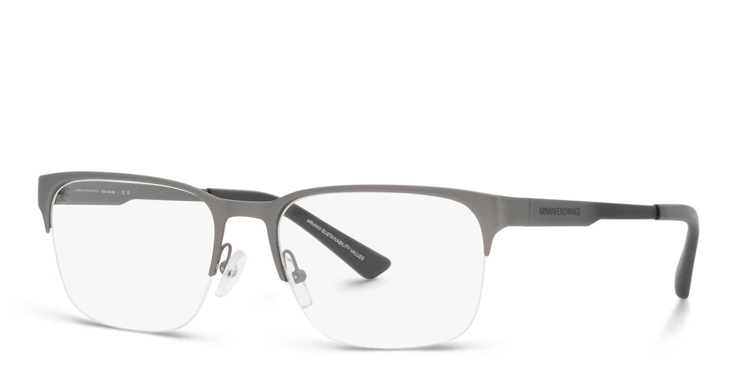 Armani Exchange Wide Half-Rim Rectangle Eyeglasses in Gunmetal – Product Photo 1