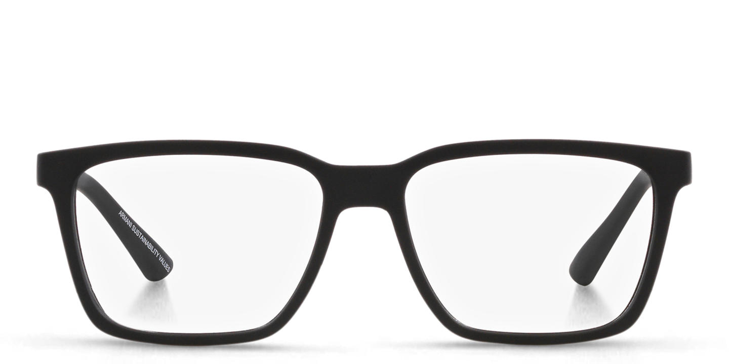 Armani Exchange Logo-Print Wide Rectangle Eyeglasses in Black – Product Photo 0
