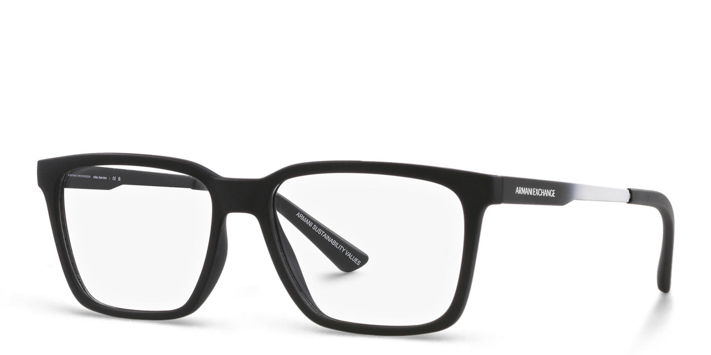 Armani Exchange Logo-Print Wide Rectangle Eyeglasses in Black – Product Photo 1