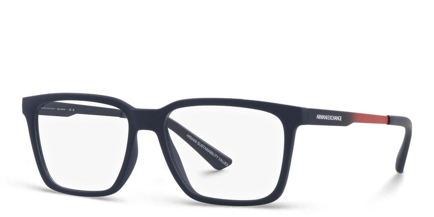 Armani Exchange Wide Rectangle Eyeglasses in Blue – Product Photo 1