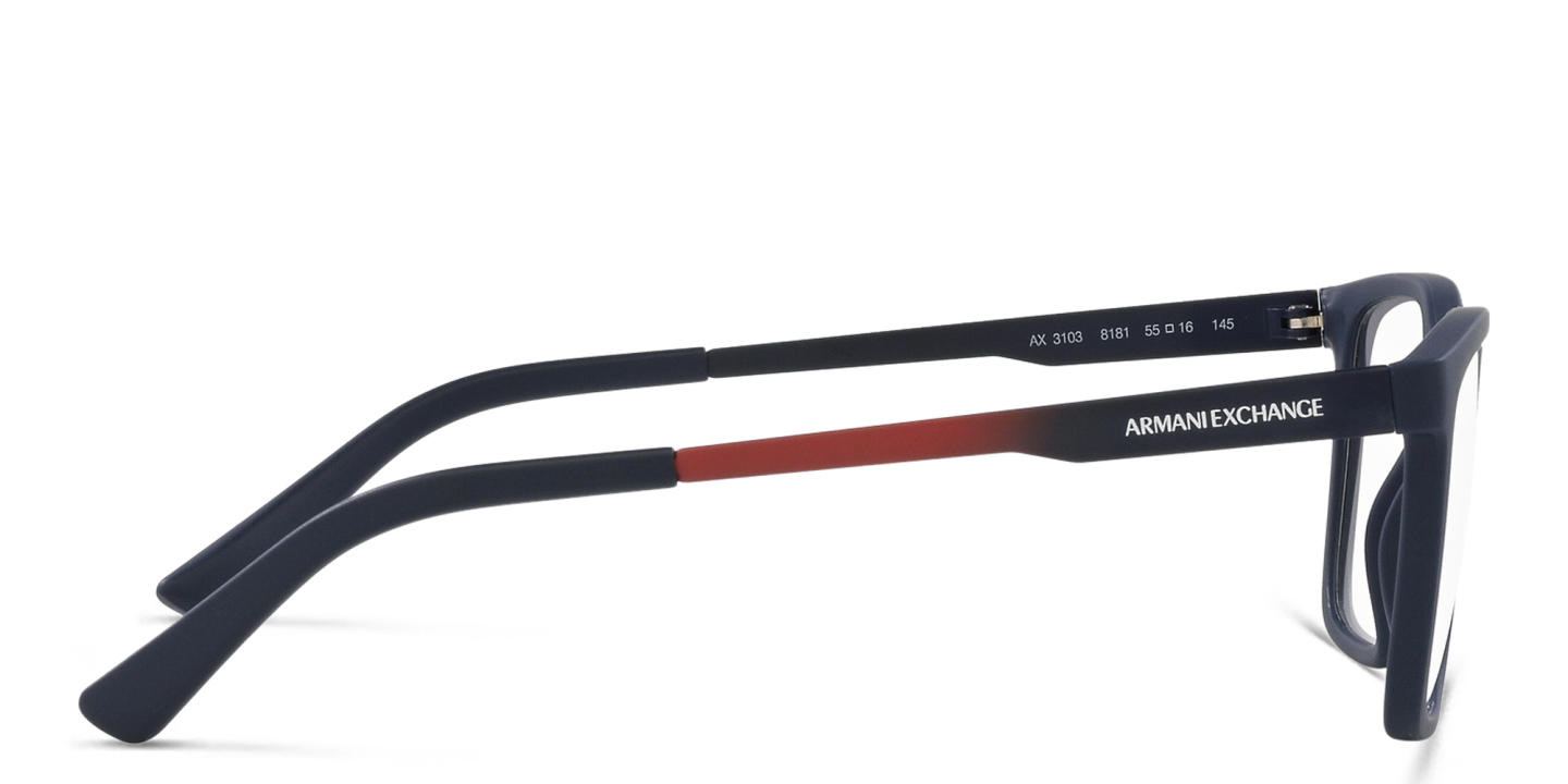 Armani Exchange Wide Rectangle Eyeglasses in Blue – Product Photo 2