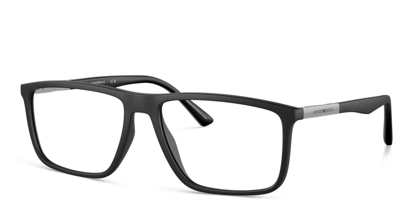 Emporio Armani Rectangle Eyeglasses in Matte Black – Product Photo 1