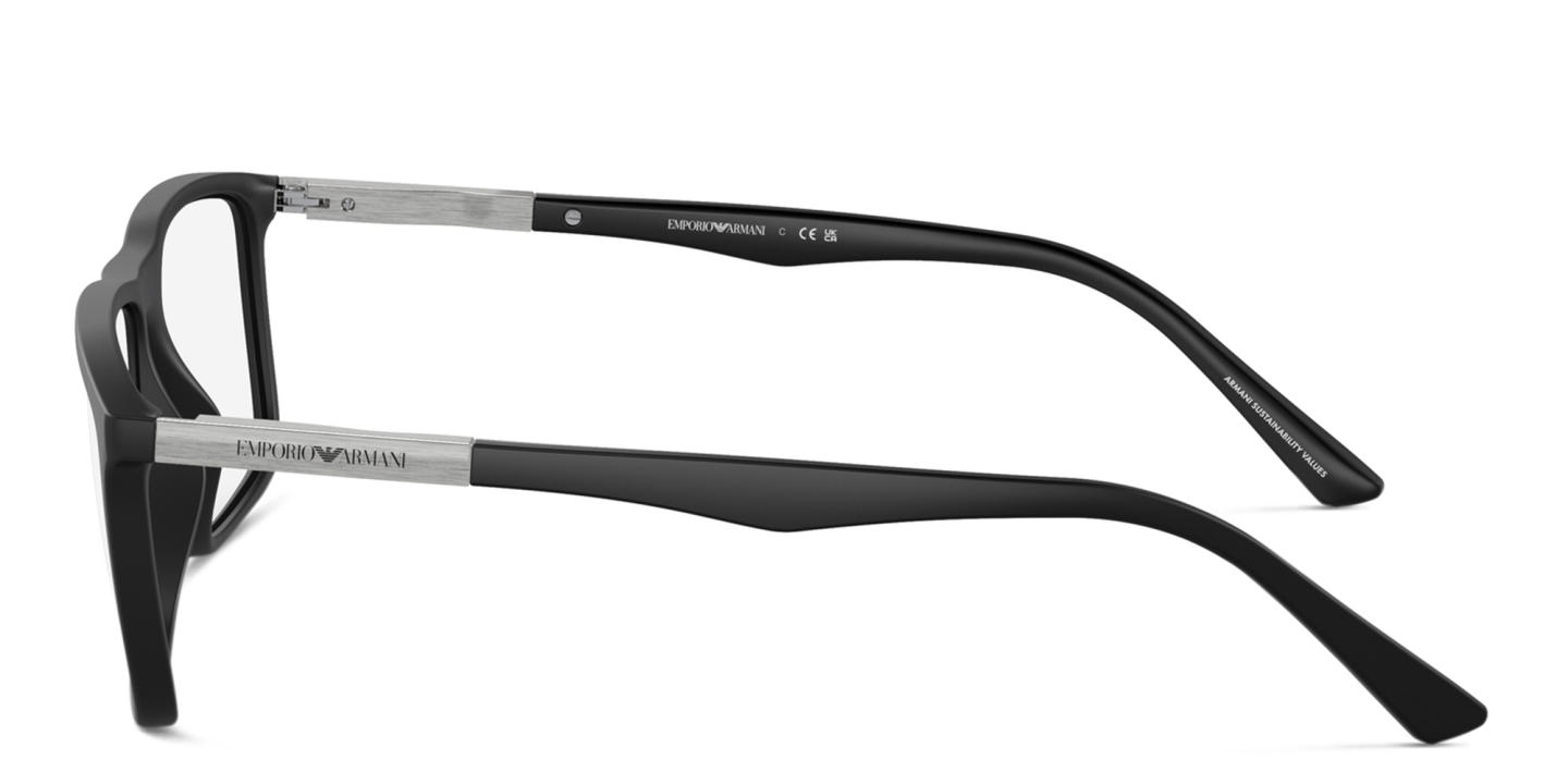 Emporio Armani Rectangle Eyeglasses in Matte Black – Product Photo 2