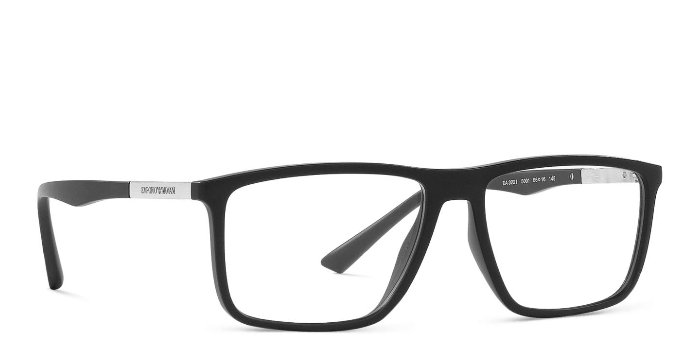 Emporio Armani Rectangle Eyeglasses in Matte Black – Product Photo 3