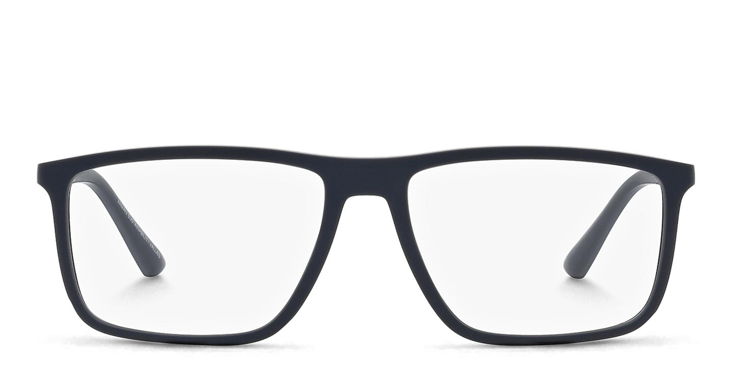 Emporio Armani Wide Rectangle Eyeglasses in Matte Blue – Product Photo 0