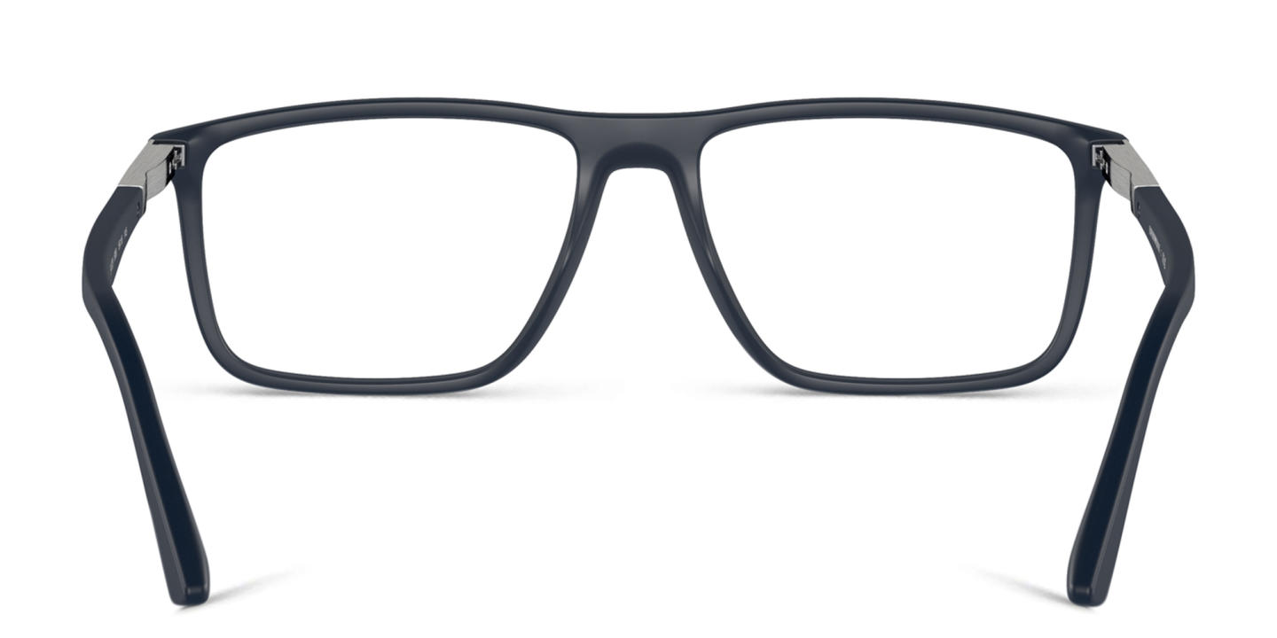 Emporio Armani Wide Rectangle Eyeglasses in Matte Blue – Product Photo 3