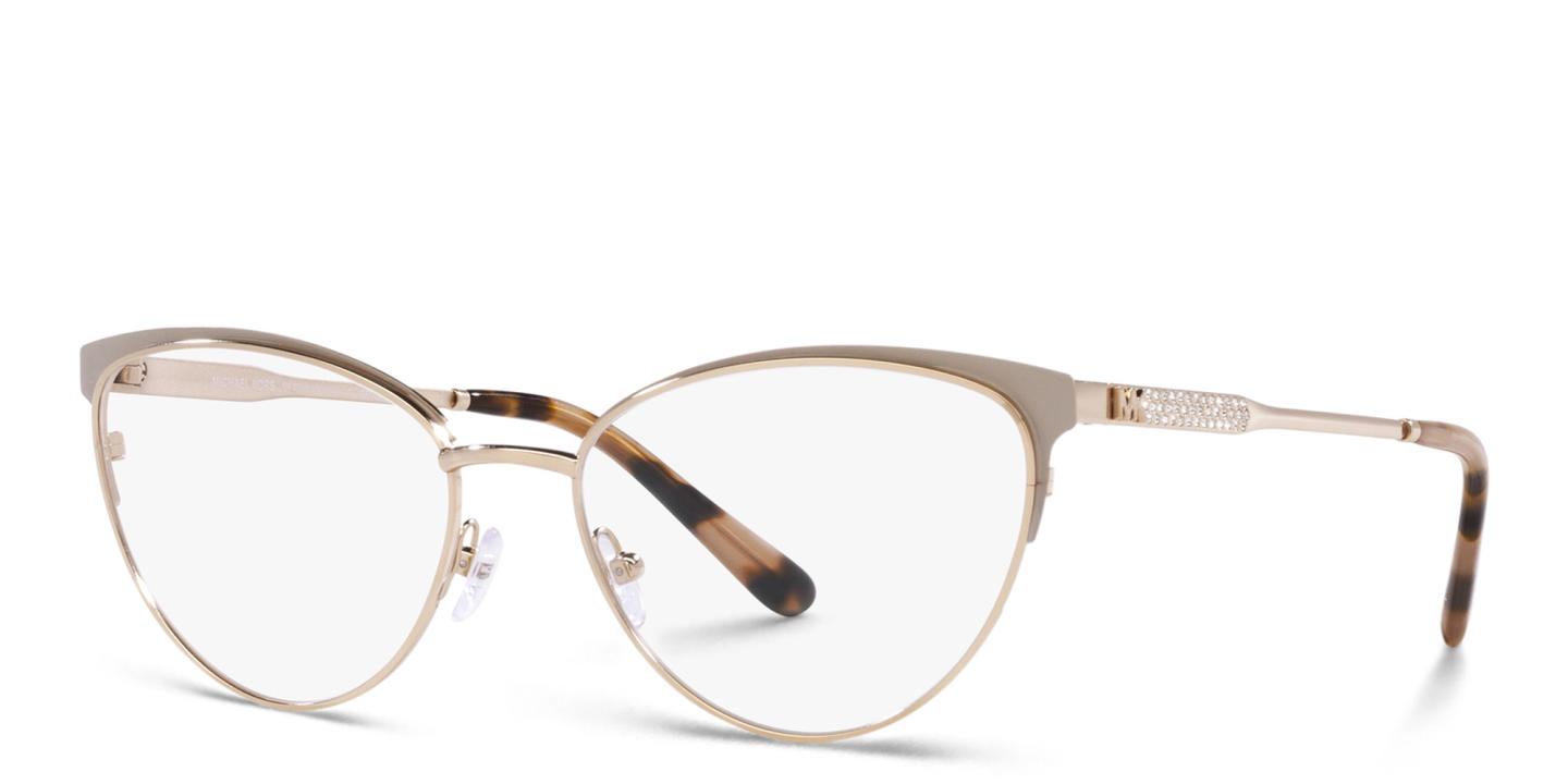 Shop Michael Kors Marsaille Wide Cat-Eye Eyeglasses in Gold online.