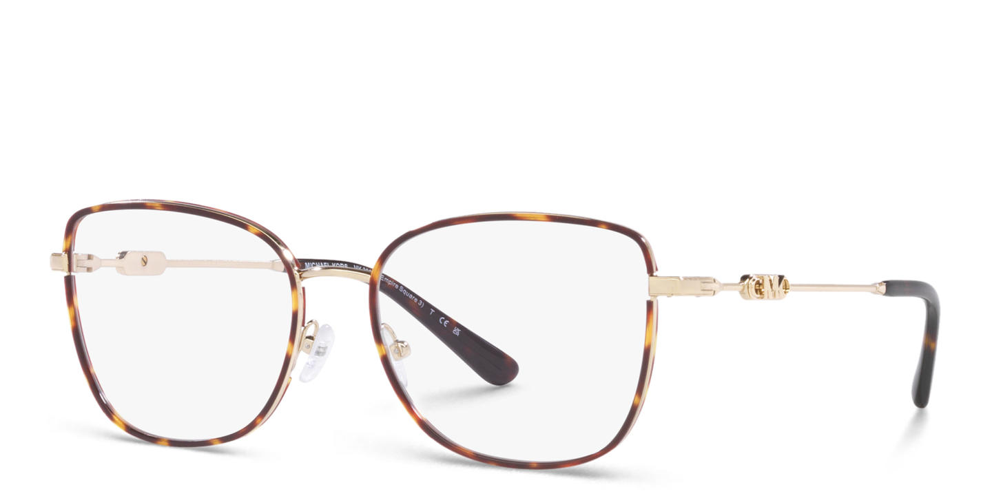 Shop Michael Kors Square Eyeglasses in Gold online.