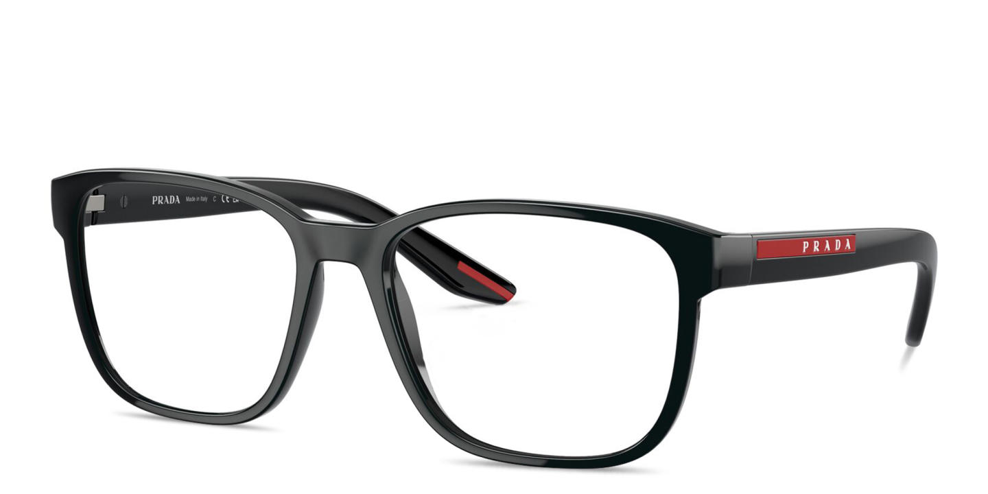 Prada Linea Rossa Logo Signature Wide Pillow Eyeglasses in Matte Black – Product Photo 1