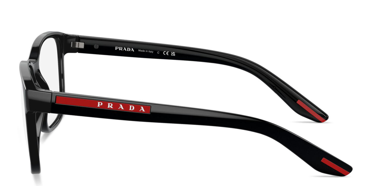 Prada Linea Rossa Logo Signature Wide Pillow Eyeglasses in Matte Black – Product Photo 2