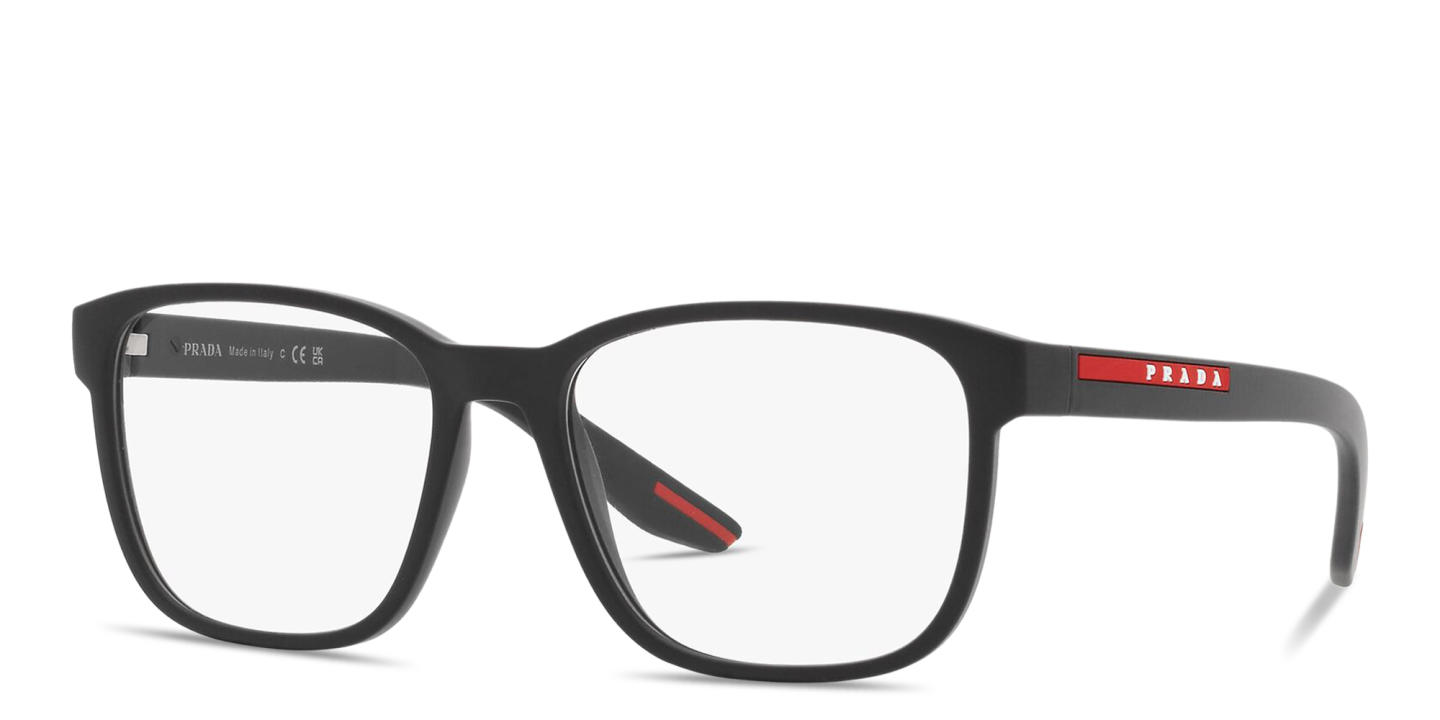Prada Linea Rossa Logo Signature Wide Pillow Eyeglasses in Black – Product Photo 1