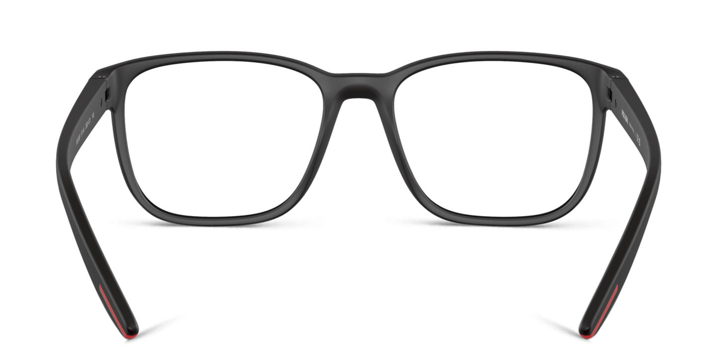 Prada Linea Rossa Wide Pillow Eyeglasses in Black Rubber – Product Photo 3