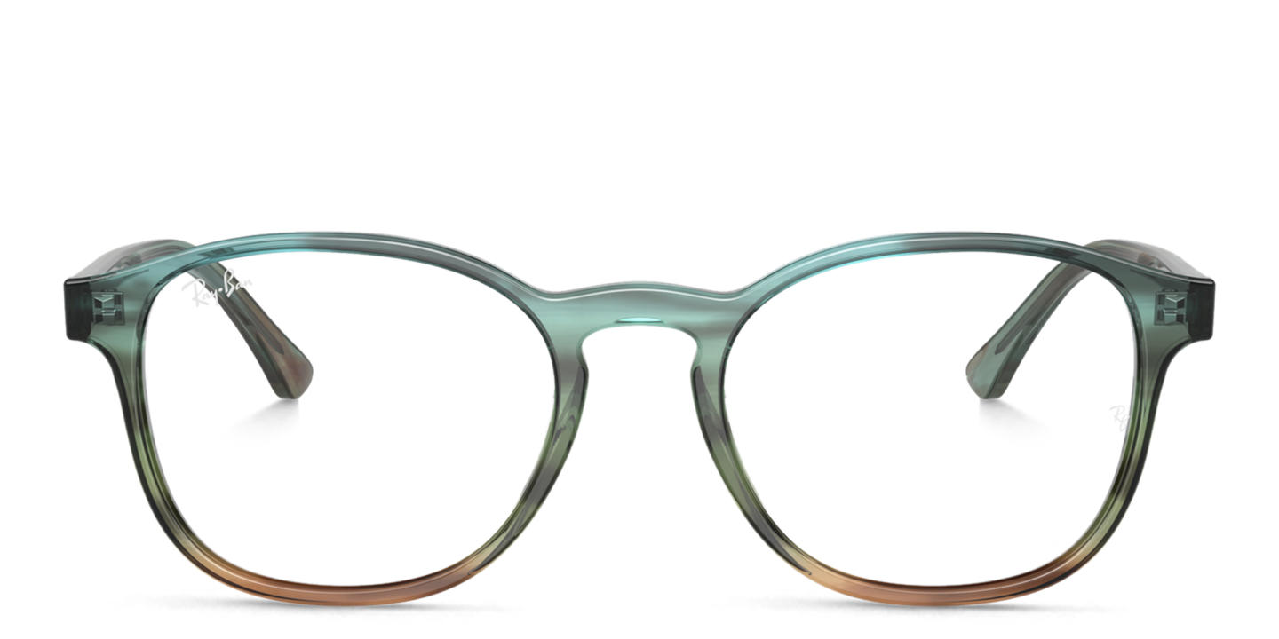 Shop Ray-Ban Unisex Panthos Eyeglasses in Striped Blue & Green online.