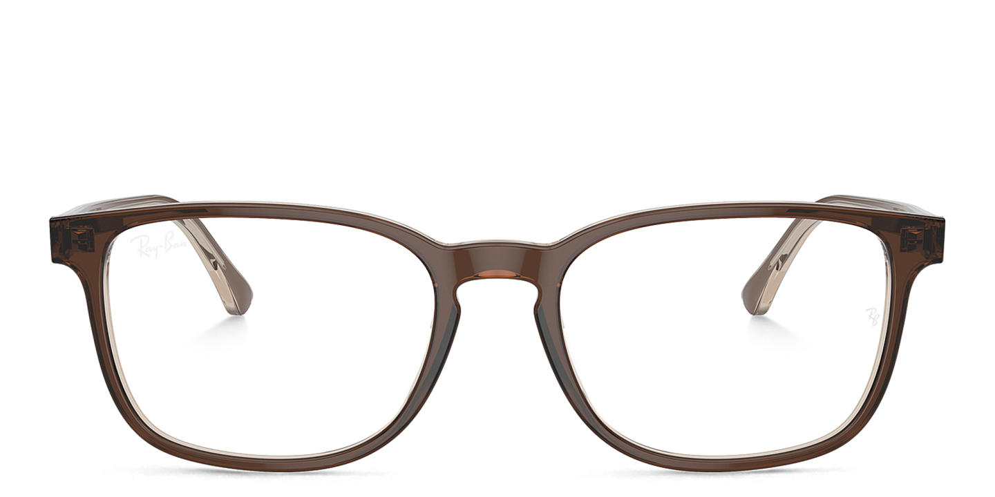 Shop Ray-Ban Optics Unisex Pillow Eyeglasses in Brown On Transparent Light Brown online.