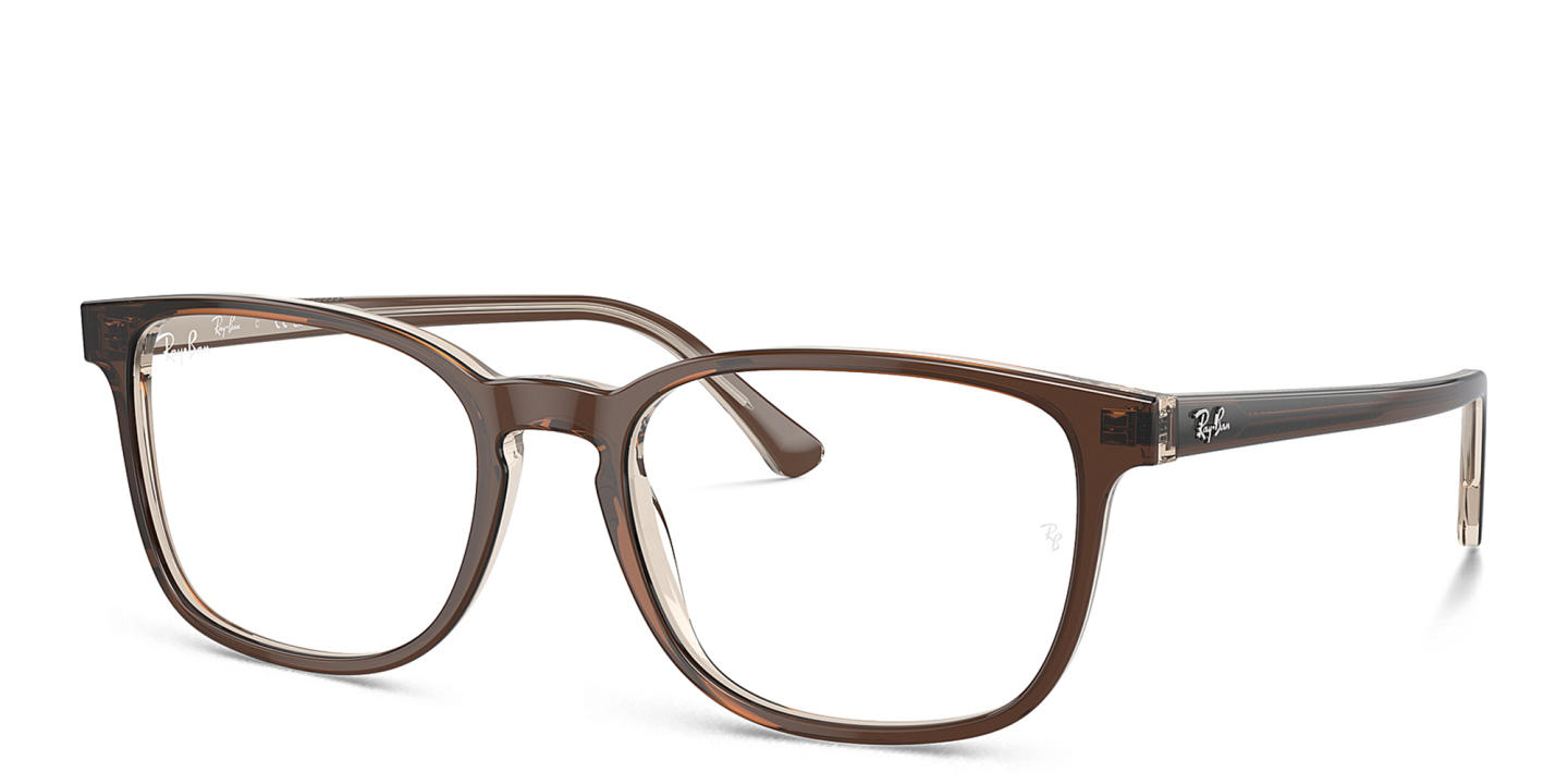 Shop Ray-Ban Optics Unisex Pillow Eyeglasses in Brown On Transparent Light Brown online.