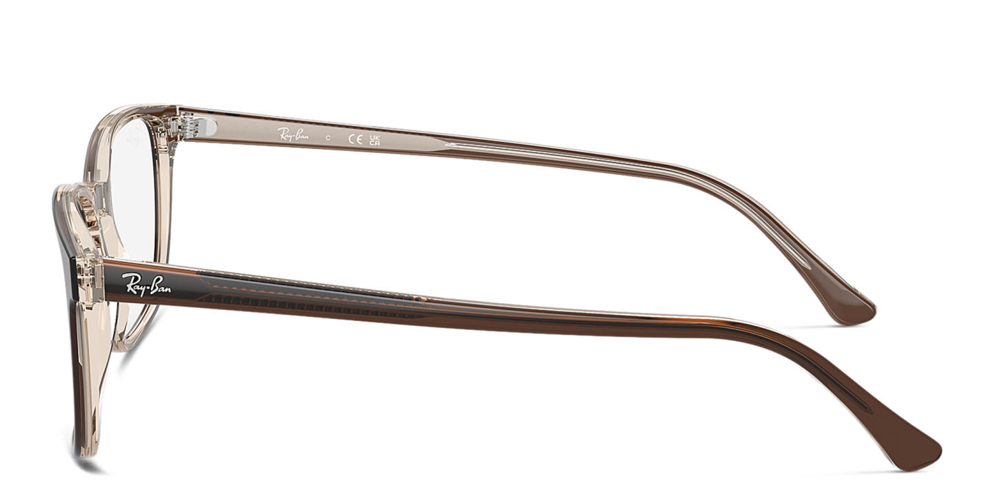Shop Ray-Ban Optics Unisex Pillow Eyeglasses in Brown On Transparent Light Brown online.