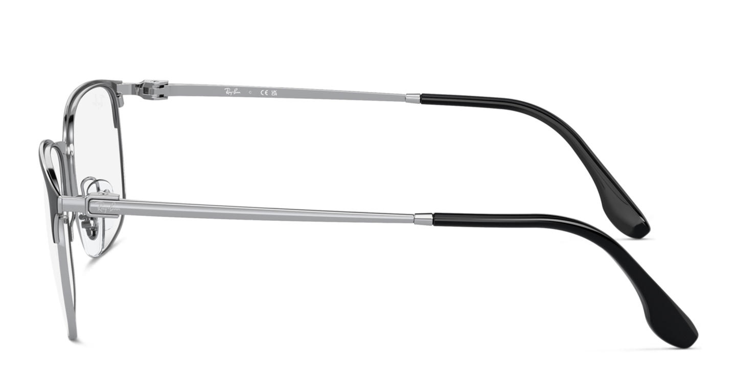 Shop Ray-Ban Unisex Pillow Eyeglasses in Black On Silver online.