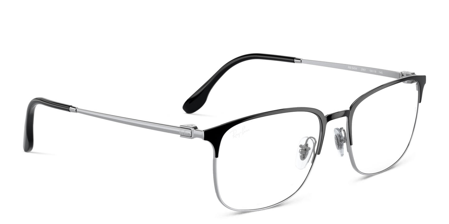 Shop Ray-Ban Unisex Pillow Eyeglasses in Black On Silver online.