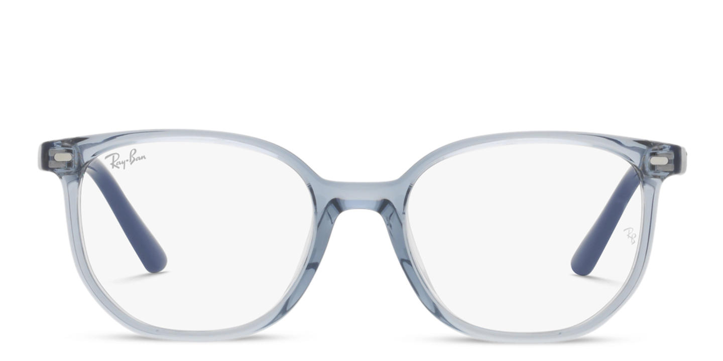 Shop Ray-Ban Junior Elliot Kids Irregular Eyeglasses in Transparent Blue online.