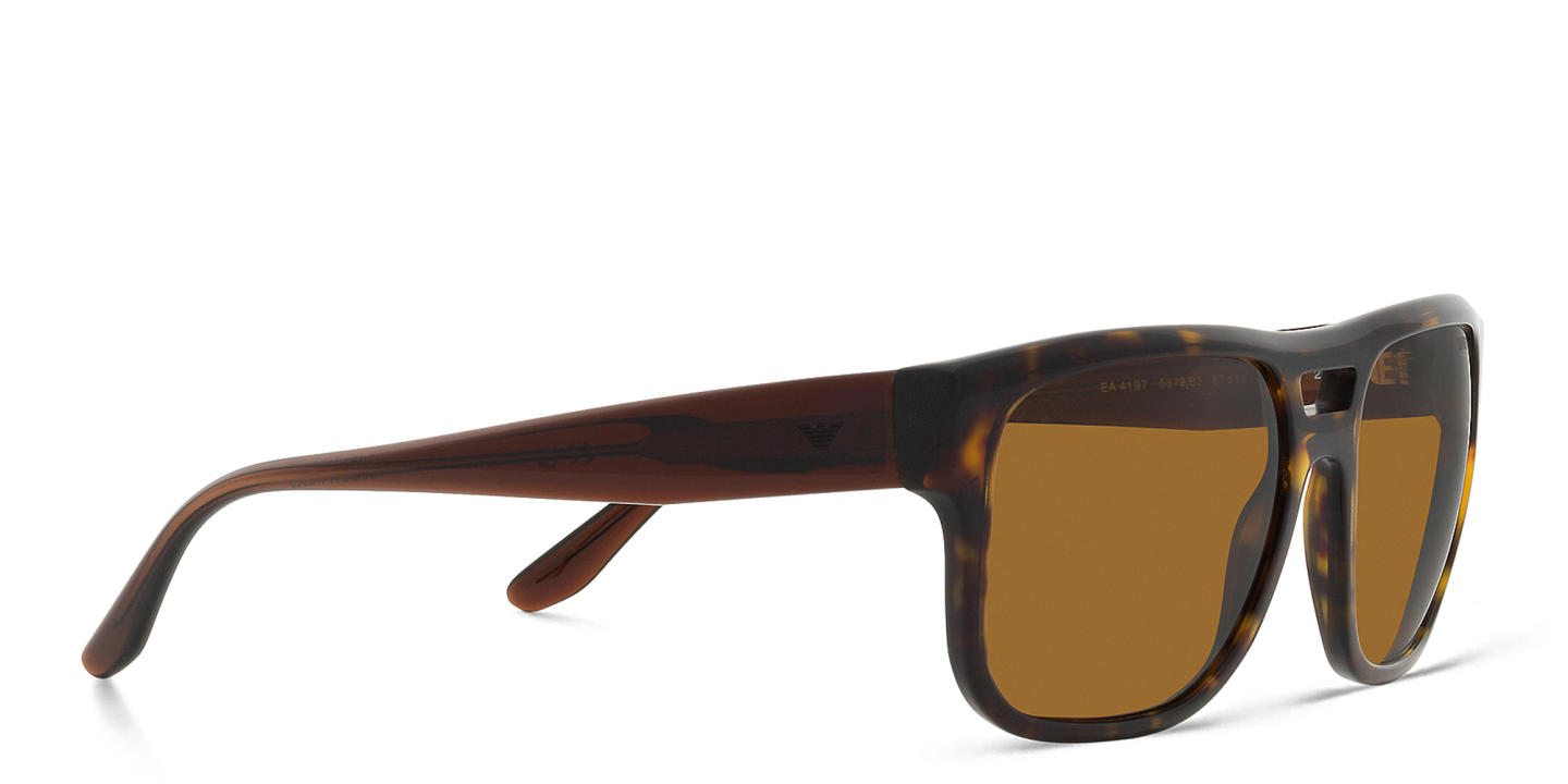 Shop Emporio Armani Logo Pillow Sunglasses in Havana online.