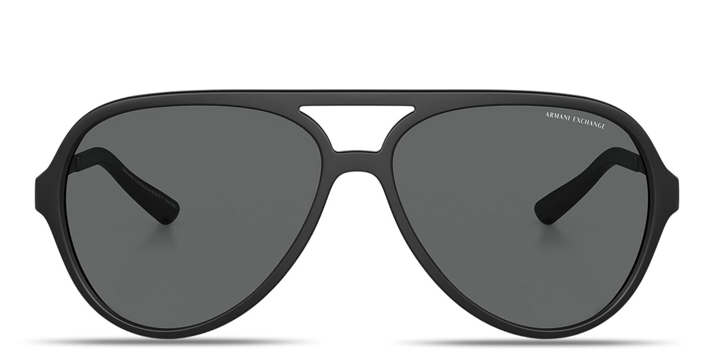 Armani Exchange Logo Signature Aviator Sunglasses in Black – Product Photo 0