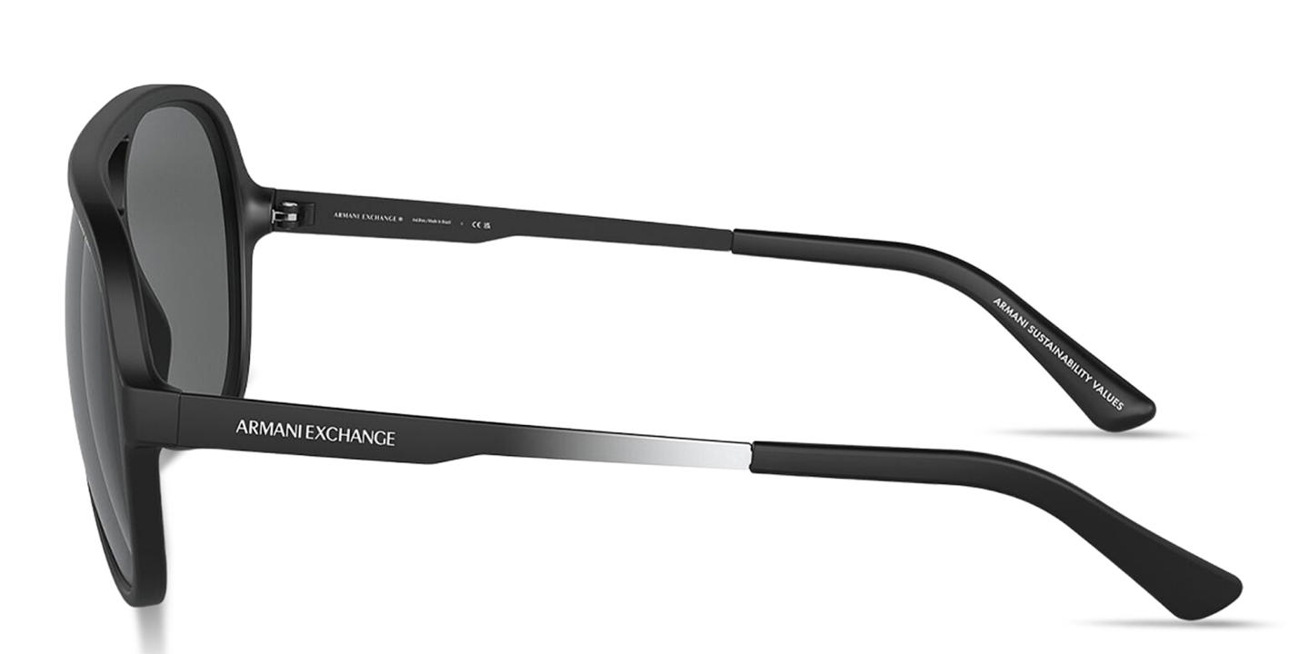 Armani Exchange Logo Signature Aviator Sunglasses in Black – Product Photo 2