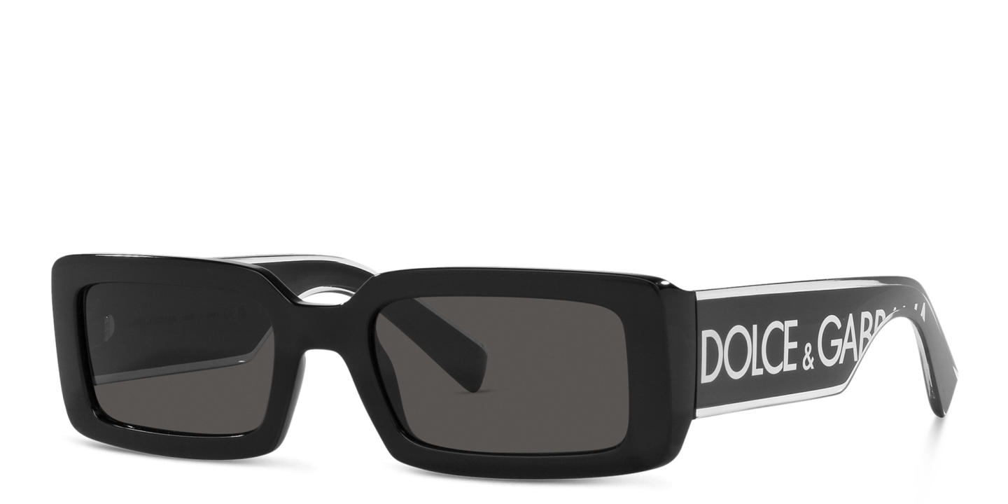Shop Dolce & Gabbana Rectangle Sunglasses in Black online.