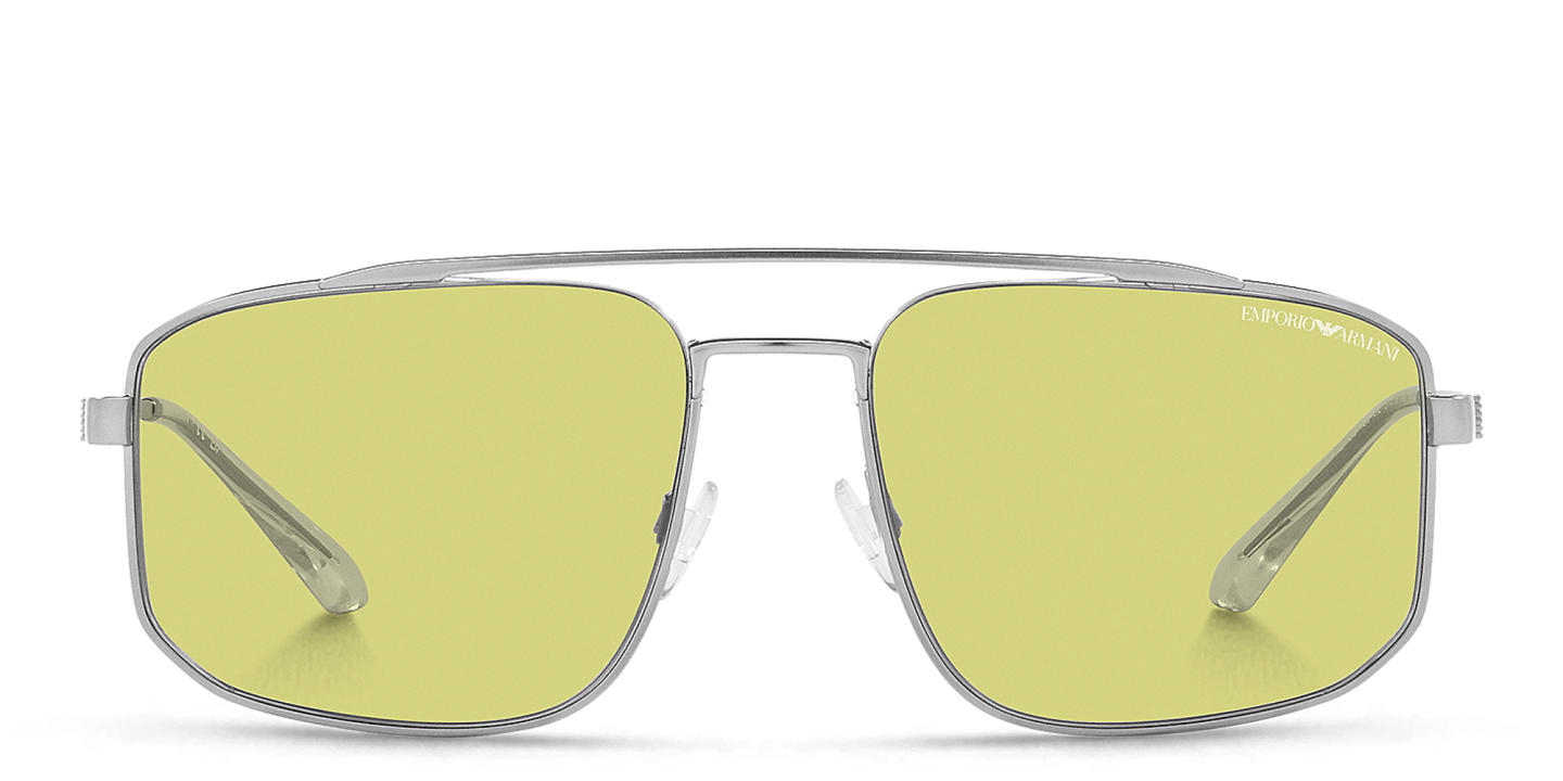 Emporio Armani Logo Square Sunglasses in Matte Silver – Product Photo 0