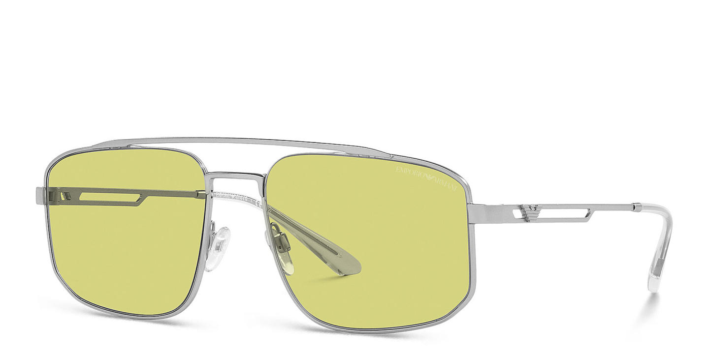 Emporio Armani Logo Square Sunglasses in Matte Silver – Product Photo 1