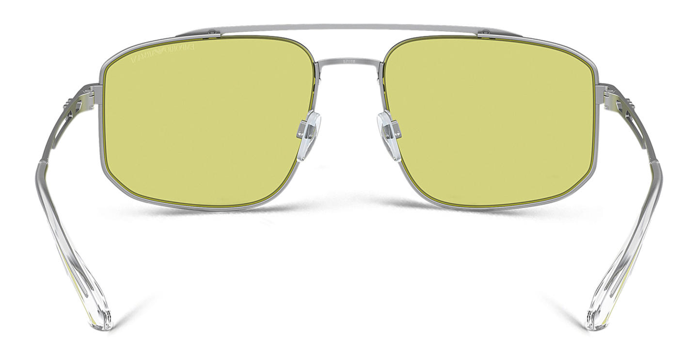 Emporio Armani Logo Square Sunglasses in Matte Silver – Product Photo 3