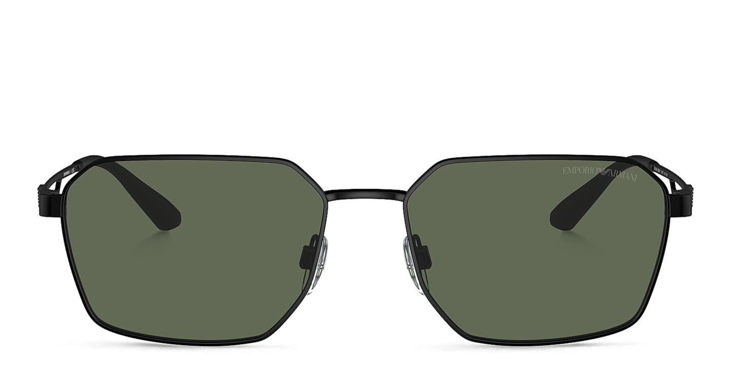 Shop Emporio Armani Logo Irregular Sunglasses in Matte Black online.
