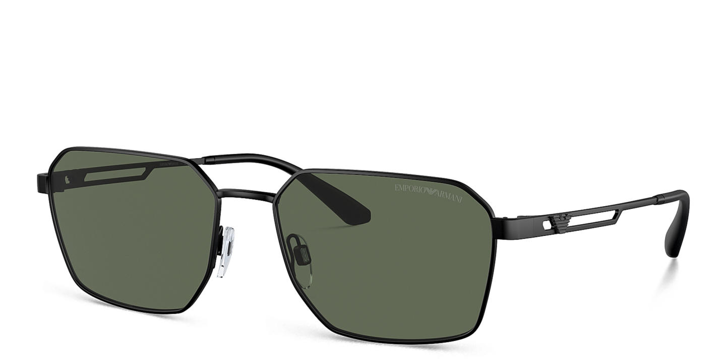 Shop Emporio Armani Logo Irregular Sunglasses in Matte Black online.