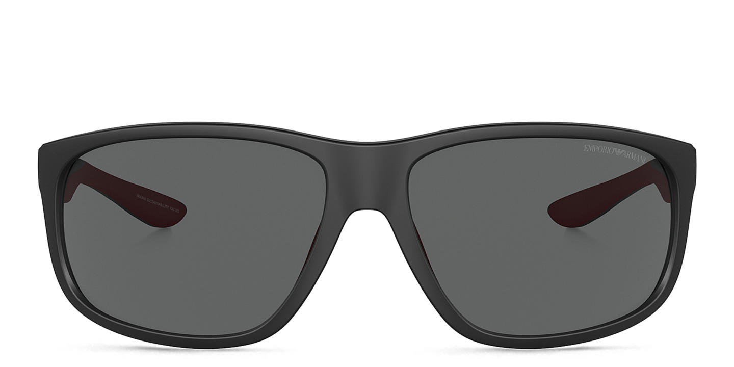 Shop Emporio Armani Logo Wide Pillow Sunglasses in Matte Black online.