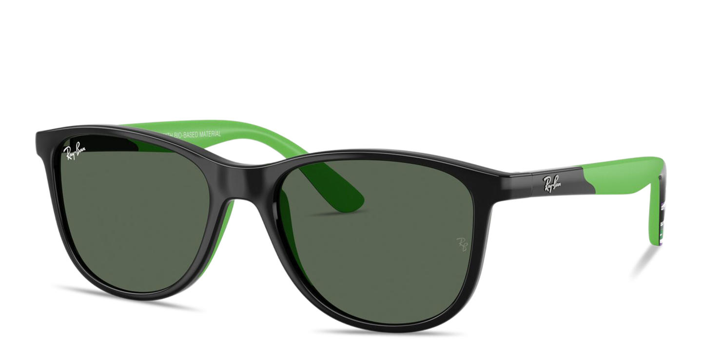 Shop Ray-Ban Junior Toy Story Kids Square Sunglasses in Black & Rubber Green online.