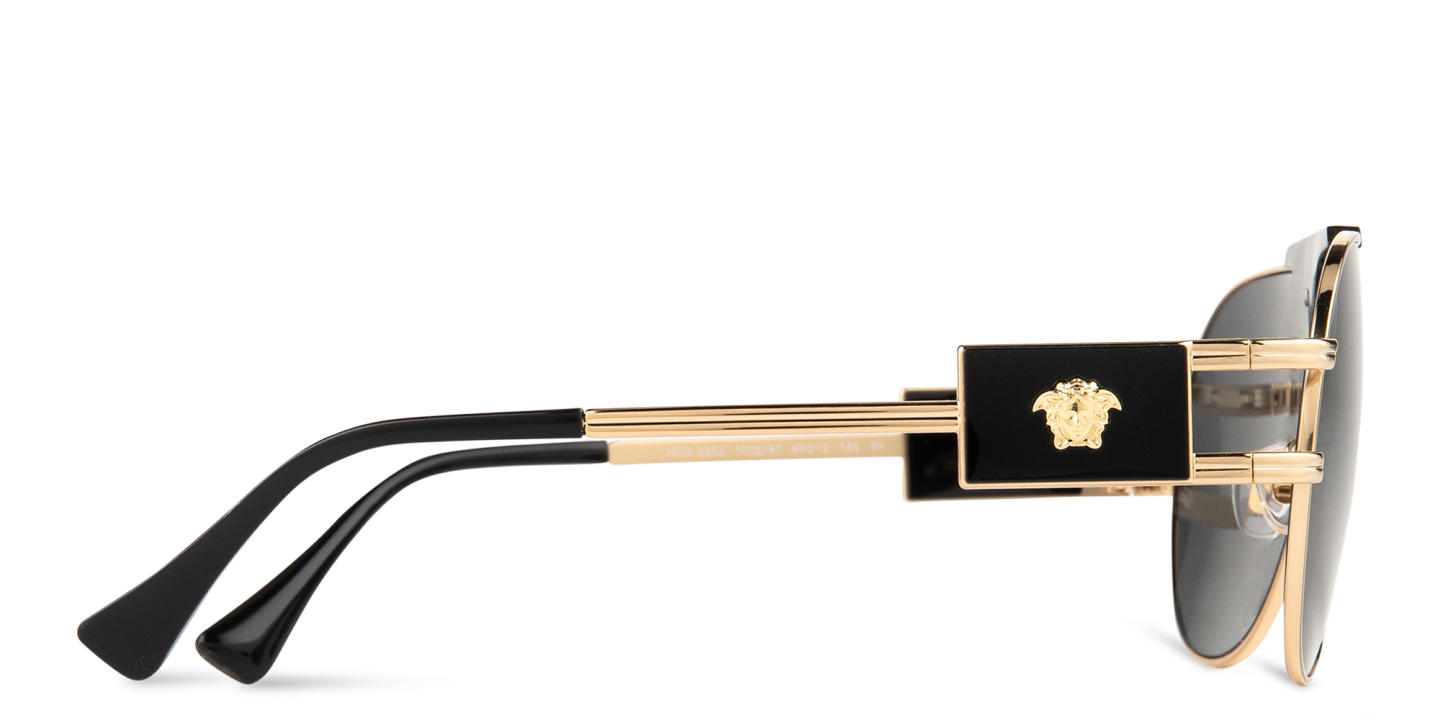 Shop VERSACE Medusa-Embellished Pilot Sunglasses in Gold online.