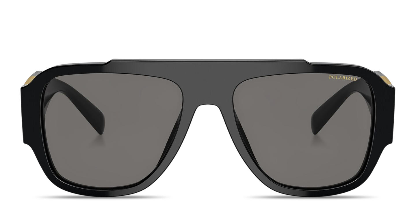 Shop VERSACE Medusa Pillow Sunglasses in Black online.