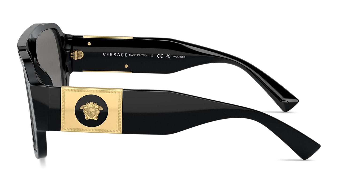 Shop VERSACE Medusa Pillow Sunglasses in Black online.