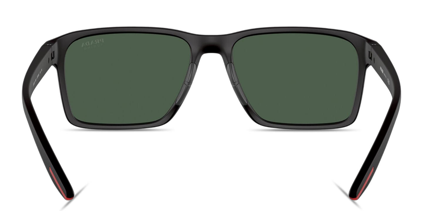 Shop Prada Linea Rossa Logo Signature Rectangle Sunglasses in Black online.