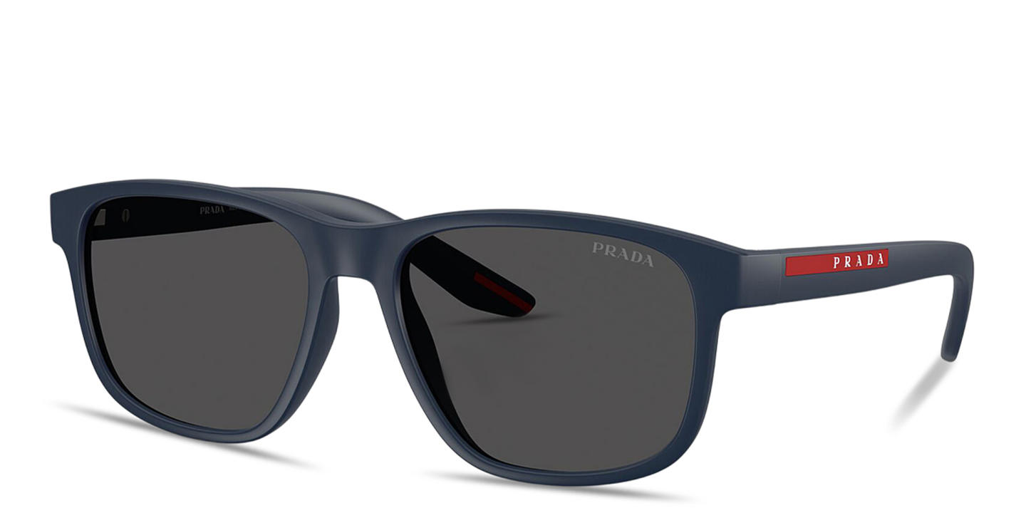 Shop Prada Linea Rossa Logo Signature Pillow Sunglasses in Blue online.