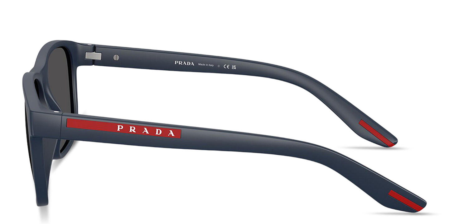 Shop Prada Linea Rossa Logo Signature Pillow Sunglasses in Blue online.