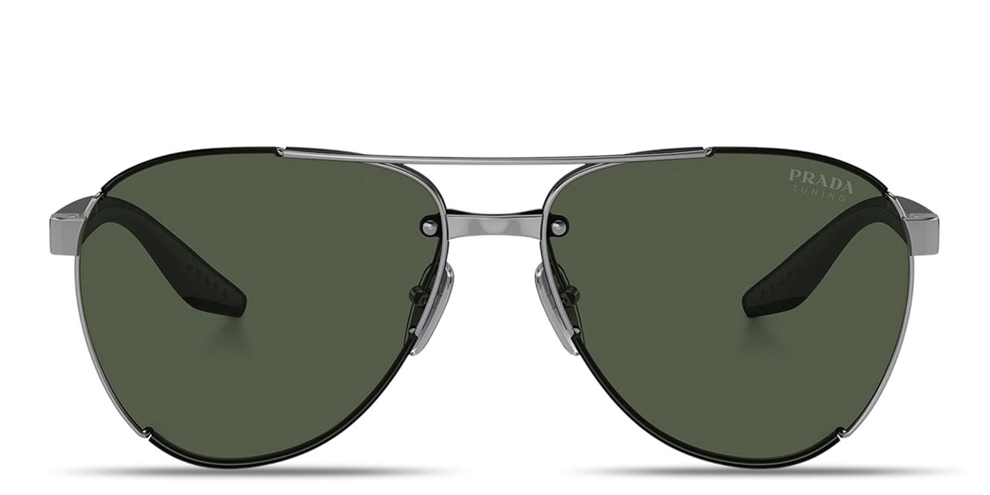 Prada Linea Rossa Logo Signature Pilot Sunglasses in Gunmetal – Product Photo 0