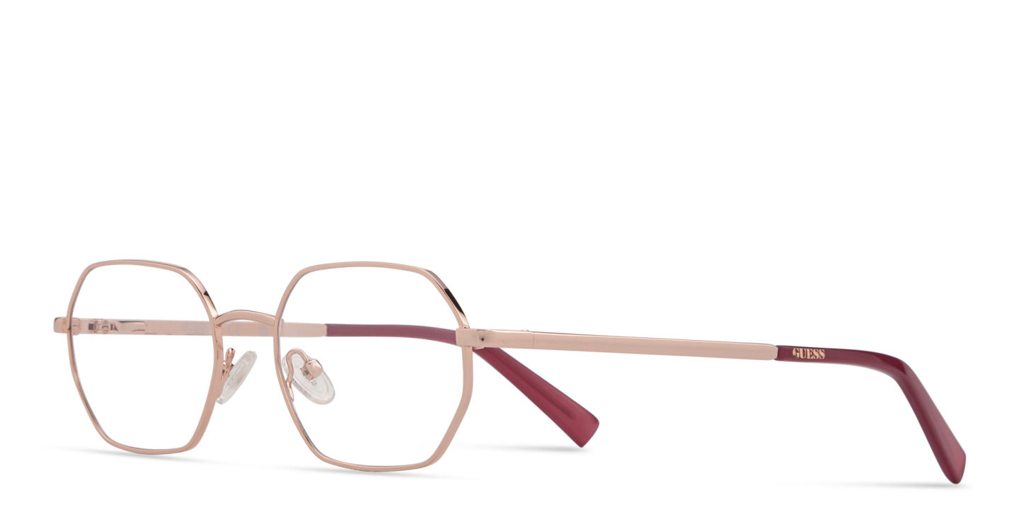 Shop Guess Unisex Irregular Eyeglasses in Rose Gold online.