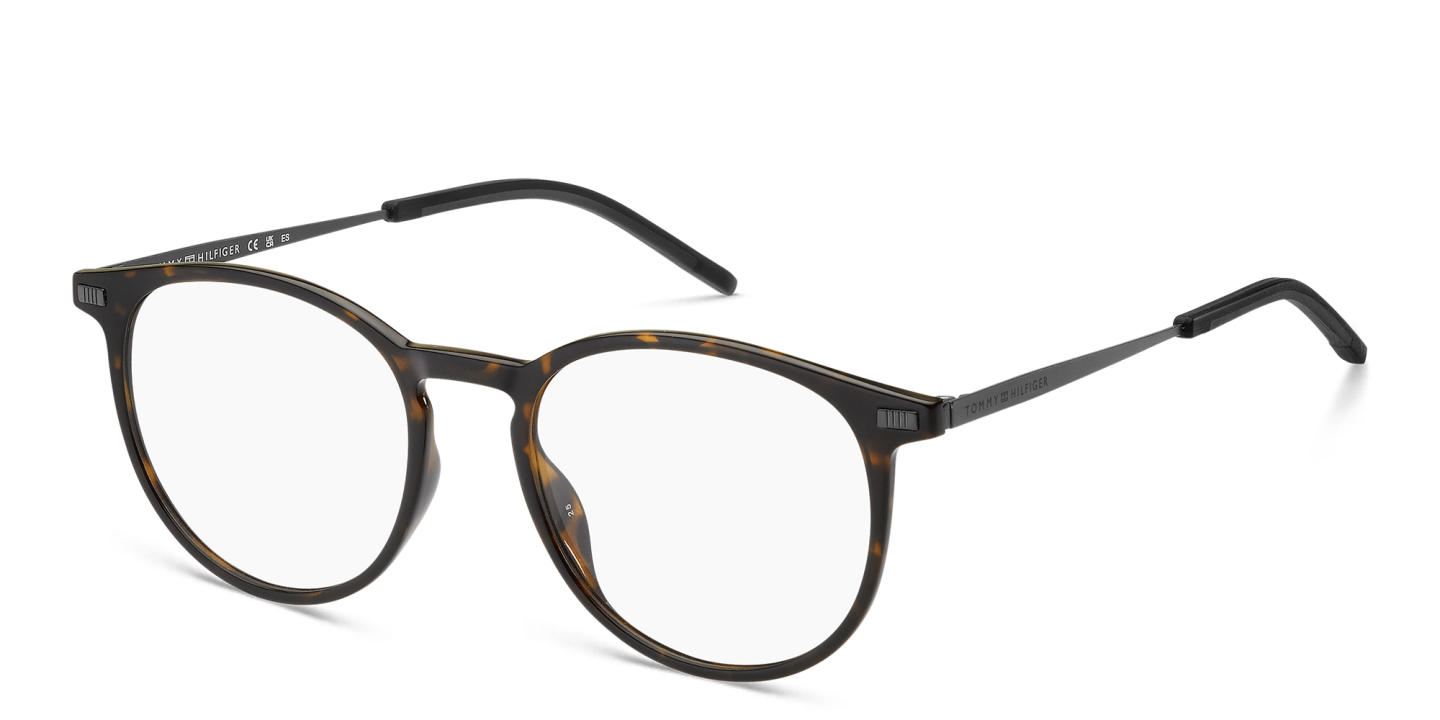 Tommy Hilfiger Unisex Round Eyeglasses in Havana – Product Photo 1