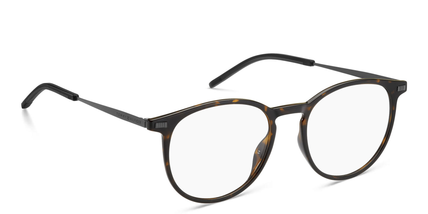 Tommy Hilfiger Unisex Round Eyeglasses in Havana – Product Photo 2