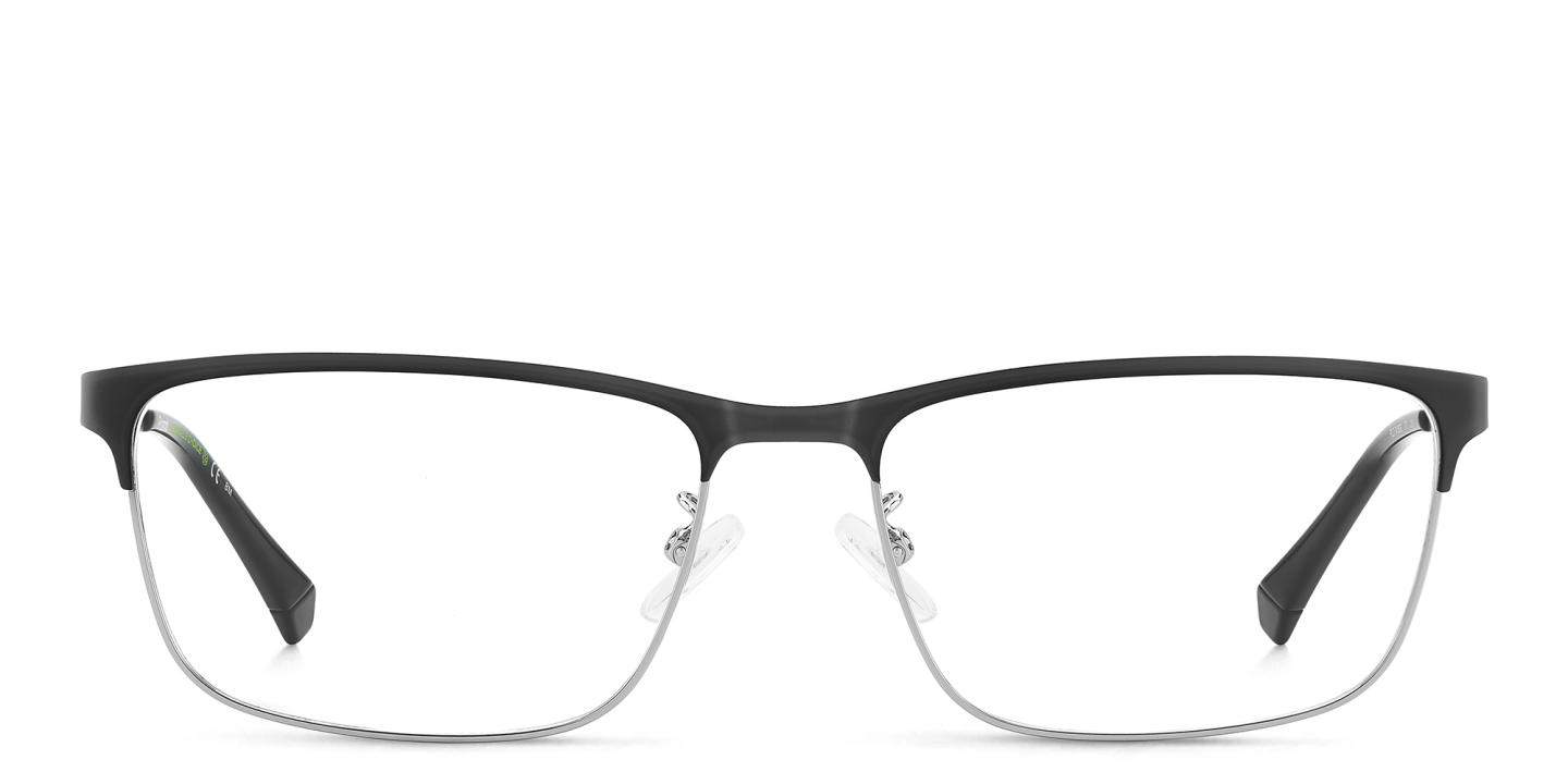 Shop Polaroid Rectangle Eyeglasses in Silver online.