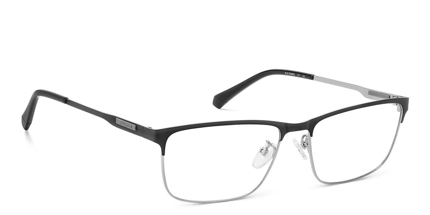Shop Polaroid Rectangle Eyeglasses in Silver online.