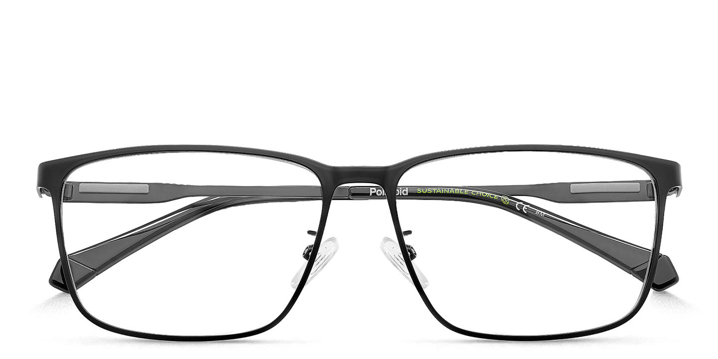 Polaroid Logo Rectangle Eyeglasses in Black – Product Photo 2