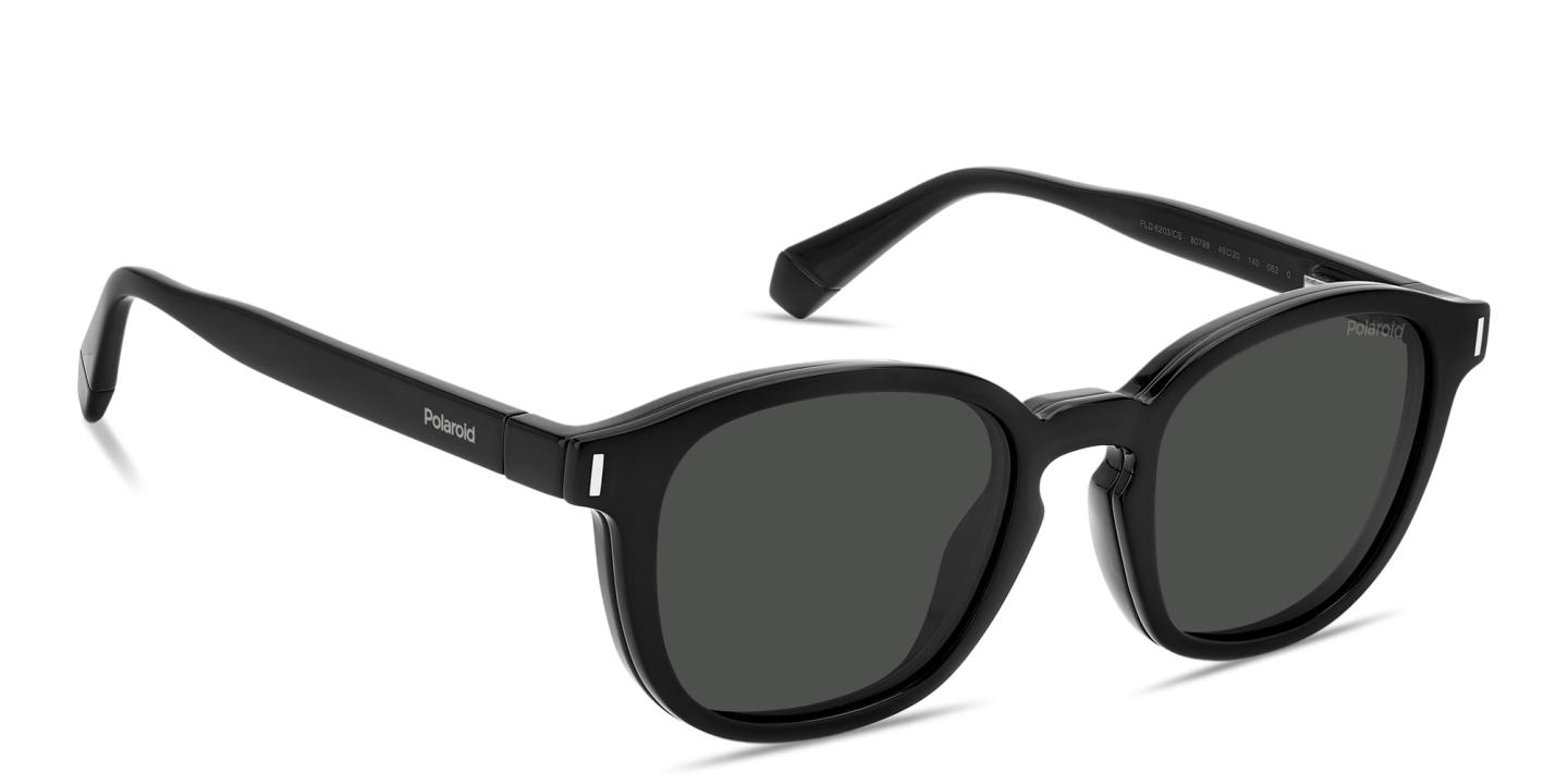 Shop Polaroid Clip-On Unisex Square Eyeglasses in Black online.