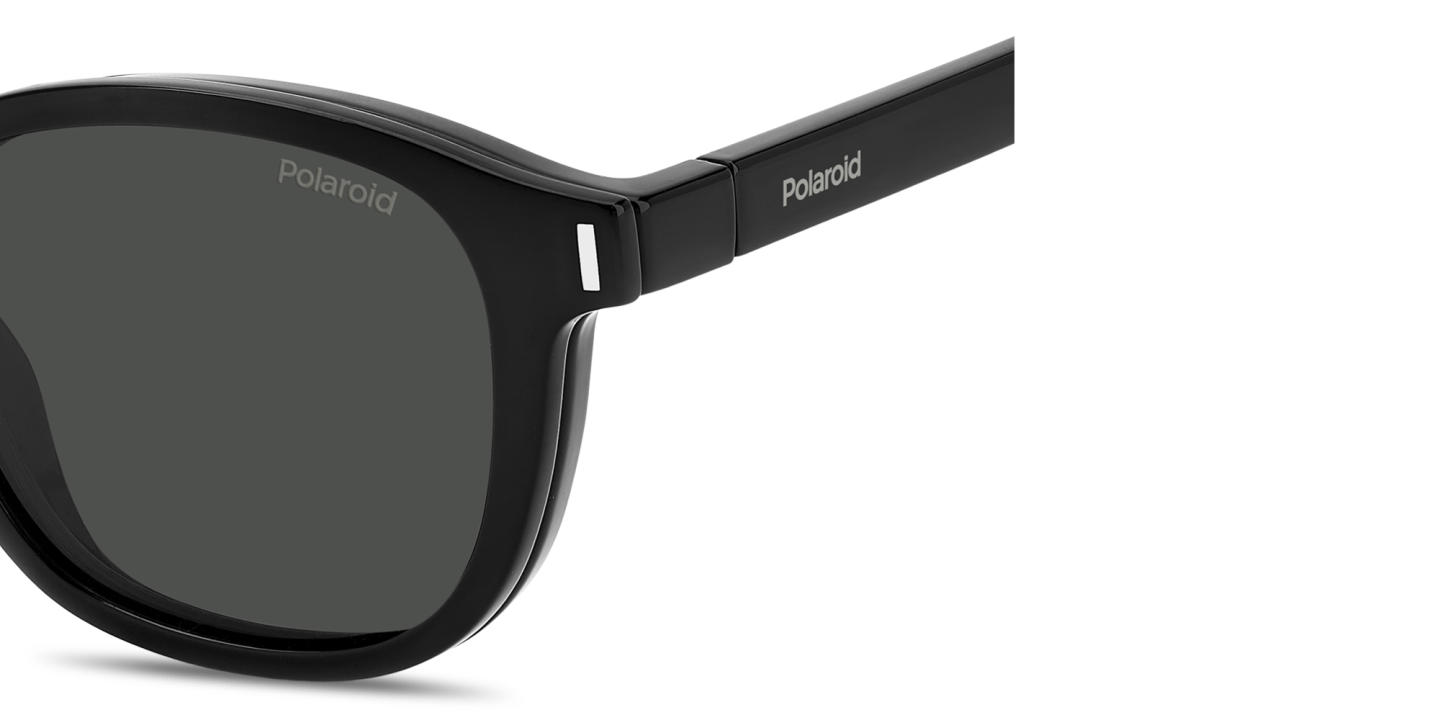 Shop Polaroid Clip-On Unisex Square Eyeglasses in Black online.