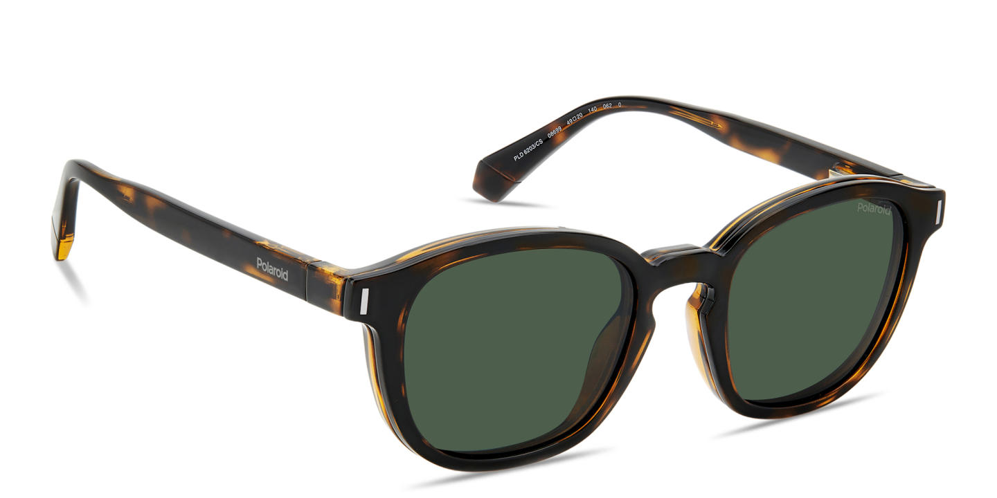 Shop Polaroid Clip-On Unisex Square Eyeglasses in Havana online.